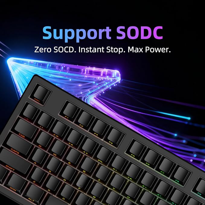 FE87 V2 Wired Mechanical Keyboard Dual 8KHZ Polling Rate Support SODC/Latency As 0.125MS/ARGBHot Swappable Gasket Sturcture Gaming Keyboard (Black/Azure Heaven Switch)