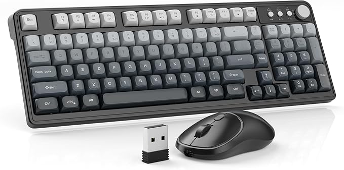 MageGee Wireless Gaming Keyboard and Mouse Combo V560 RGB Backlit Rechargeable Mechanical Feel 2.4GHz Quiet Blue White Purple Keyboard Mouse for Mac Laptop PC Gamer