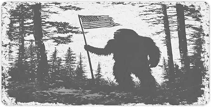 XXL Gaming Mouse Pad Bigfoot Silhouette American Flag Large Desk Mat Protector for Desktop Anti-Slip Rubber Extended Computer Keyboard Mat Writing Pad Mousepad for Work Office15.7 * 35.4 in A-677