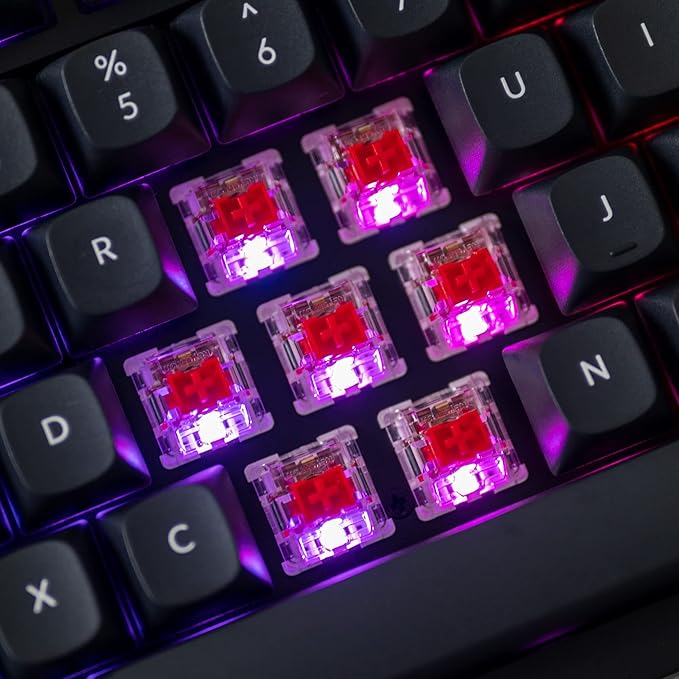 Keychron V6 Wired Custom Mechanical Keyboard Knob Version Full-Size QMK/VIA Programmable Macro with Hot-swappable Keychron K Pro Red Switch Compatible with Mac Windows Linux Black (Non-Transparent)