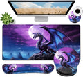 Large Mouse Pad Ergonomic Mouse Pad with Wrist Rest and Keyboard Wrist Rest 4 in 1 Set 31.5 x11.8 inch Extended Desk Pad for Home Office Purple Flying Dragon Pattern XXL Gaming Mouse Mat