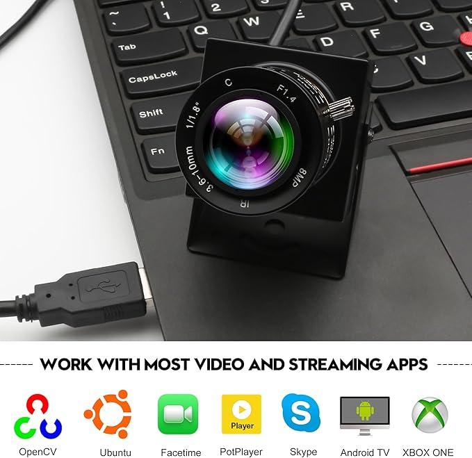 4K Webcam 1080P@120fps USB Steaming Camera with 3.6-10mm Varifocal Manual Lens12Megapixel UVC Free Driver Compatible Computer Plug and Play for Conferencing 3D Printer Industrial Security