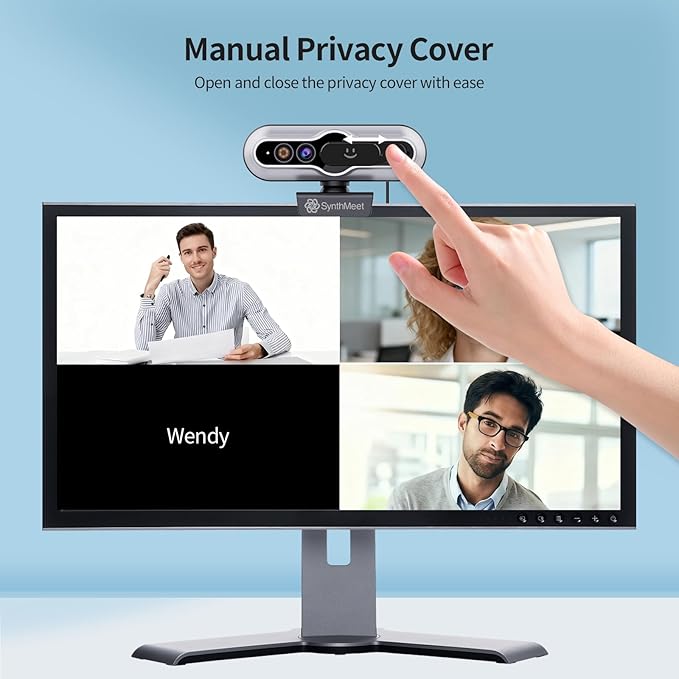 Windows Hello Webcam 2K 30FPS 5MP 84°FOV USB Webcam with Noise-reducing Mic Facial Unlocked Built-in Privacy Cover Plug and Play Wide Compatibility for Personal Meetings Video Calls