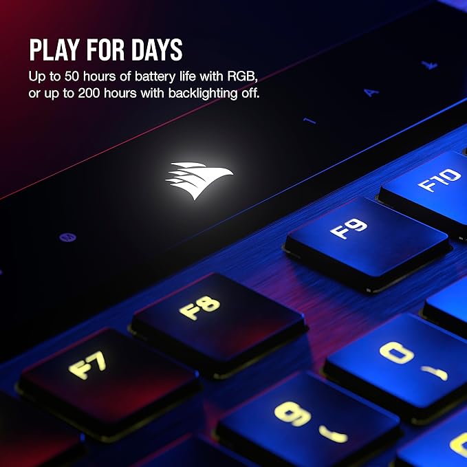Corsair K100 AIR Wireless RGB Mechanical Gaming Keyboard - Ultra-Thin Sub-1ms Slipstream Low-Latency Bluetooth Cherry MX Ultra Low Profile Keyswitches - NA Layout QWERTY - Black