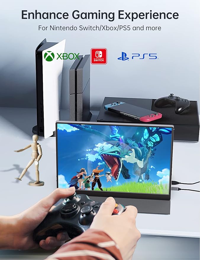 2.5k Portable Monitor 16inch 2560X1600 USB C Laptop Monitor HDMI Computer Display HDR IPS Gaming Screen w/Smart Cover &amp Dual Speakers for PC Mac Phone Xbox PS5 Switch Laptop