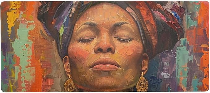ALAZA African American Oil Painting Large Gaming Mouse Pad Big Mousepad Mice Keyboard Mat with Non-Slip Rubber Base for Computer Laptop Home &amp Office 35.4 X 15.7 inch