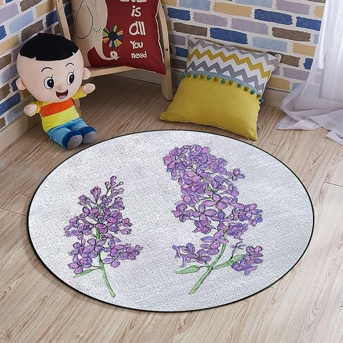 Love Themed Tree Round Chair CushionFloor mat thickest Chair Cushion Hardwood Floor Protection mat for Office and Home Computer Chairs Nature Spring TreePurple Lilac Diameter 60 in