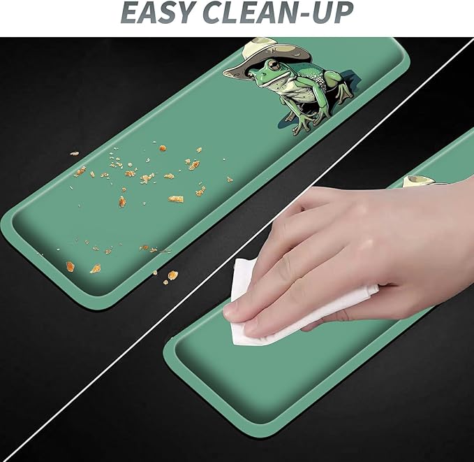 3Pcs Mouse Pad Set Green Frog Large Gaming Mouse Pad with Stitched Edge Ergonomic Memory Foam Keyboard Wrist Support and Mouse Wrist Rest Cushion Pain Relief Non-Slip Desk Pad Combo