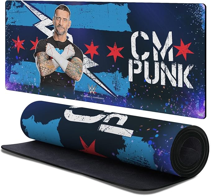 Head Case Designs Officially Licensed WWE Portrait CM Punk 37.4 x 15.75 x 0.16 inches (900 x 400 mm) - XL Gaming Office Desk PC Keyboard Mouse Mat Pad