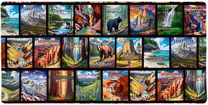 National Parks Large Gaming Mouse Pad Desk Mat with Stitched Edges Non-Slip Base for Gamer Home and Office 31.5 x 15.7
