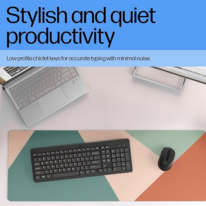 HP 220 Wireless Keyboard - 2.4GHz Connectivity w/Data Encryption - Low-Profile Chiclet Keys - Win/Mac - Laptop PC Compatible - Shortcut Keys &amp Num Pad - LED Num Caps &amp Scroll Lock (‎‎805T2A
