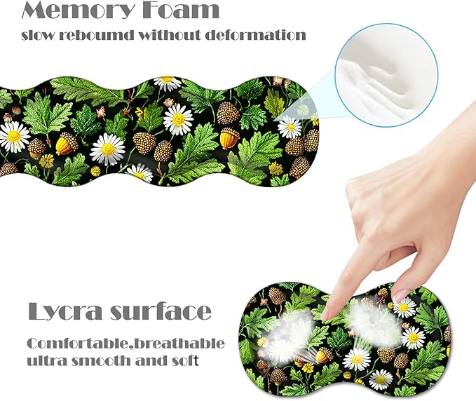 Ergonomic Keyboard Wrist Rest &amp Mouse Pad Wrist Rest SetXL Gaming Desk Mat 31.5x 11.8Non-Slip BaseMemory FoamEasy Typing Pain Relief for Office &amp HomeLeaf and Daisy Pattern