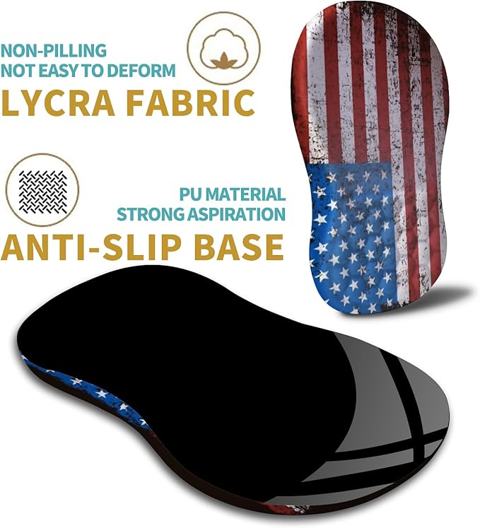 Hokafenle Ergonomic Mouse Pad Wrist Support with Massage Design Wrist Rest Pain Relief Mousepad with Memory Foam&ampNon-Slip PU Base Mouse Pads for Wireless Mouse &amp Desk (12x8 inchUSA Flag)