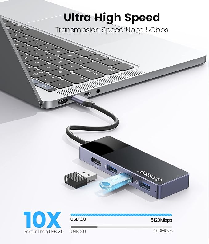 USB C Hub ORICO 8 in 1 MacBook Docking Station Multiport Adapter with PD 100WHDMI 4K@30HzUSB-A3.0×3 SD/TF×13.5mm Audio×1 Compatible for Dell/Surface/HP/Lenovo Laptops
