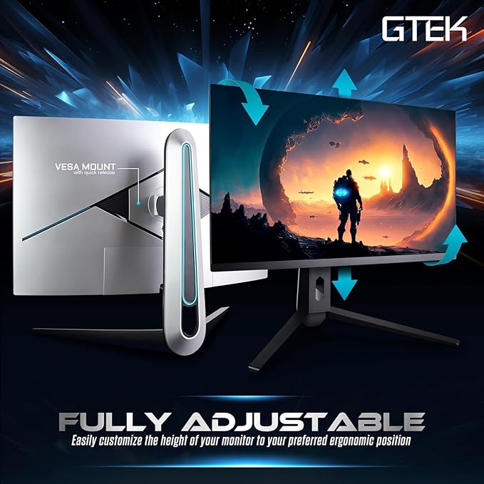 GTek 27 inch 240Hz 2K Gaming Monitor QHD 2560 x 1440P Computer Monitor Extreme Low Motion Blur Fast IPS 1ms MPRT DisplayPort/HDMI VESA Height Adjustable- Q2740P