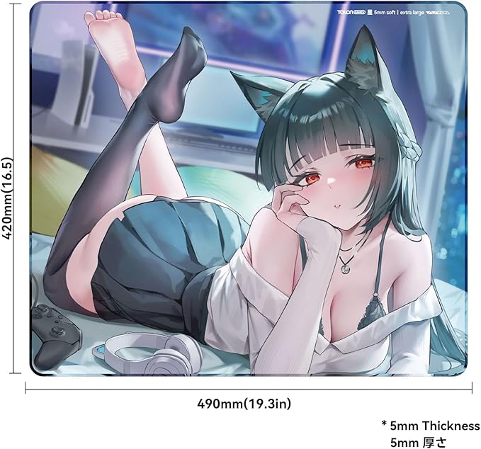 TALONGAMES 星 Series Esports Professional Level Gaming Mouse Pad 5mm Thickness Anti-Slip Base Anti-Fray Precision Stitching Medium to Low Glide Speed 19.3in x 16.5in L Size Black