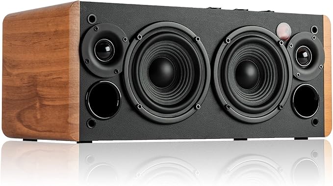 Edifier D12 Integrated Desktop Computer Speakers with Bluetooth 5.0 Wireless Stereo Tabletop Speaker 70 Watts RMS with Subwoofer Line Out RCA Aux Input for PC Monitor Laptop - Wooden Enclosure