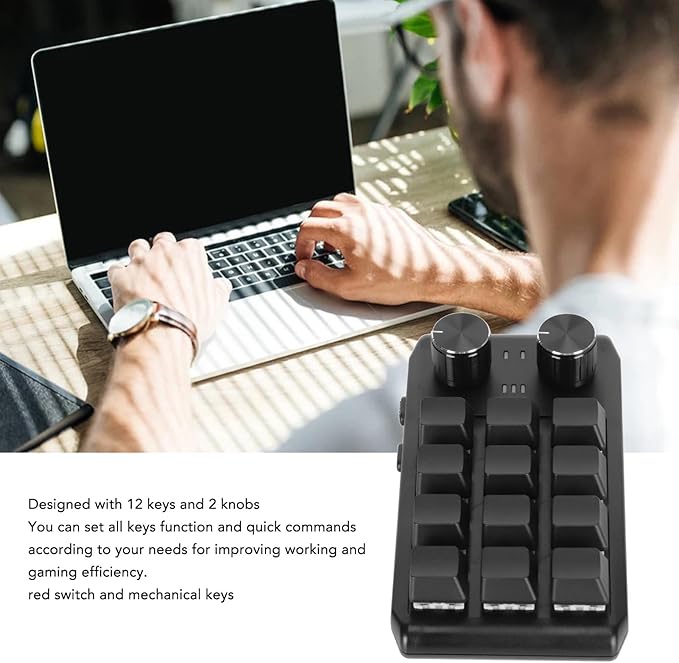 GOWENIC Mini 12 Key Programmable Gaming Keyboard Red Switch Macro Keys USB PC Gaming Multimedia