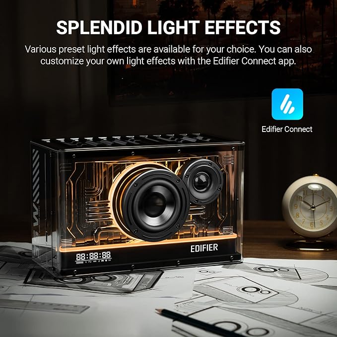 Edifier QD35 Tabletop Bluetooth Speakers Hi-Res Audio &amp Hi-Resolution Sound Wireless Certified Computer Loudspeaker 35W GaN Ultra-Fast Charging Splendid Light Effects Home Speaker for Phone Bl