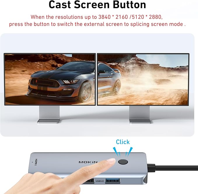Docking Station USB C to Dual HDMI Adapter MOKiN USB C Hub Dual HDMI Monitors for Windows USBC Adapter with 2 HDMI 3 USB Ports PD Compatible with Dell XPS 13/15 Lenovo Yogaetc