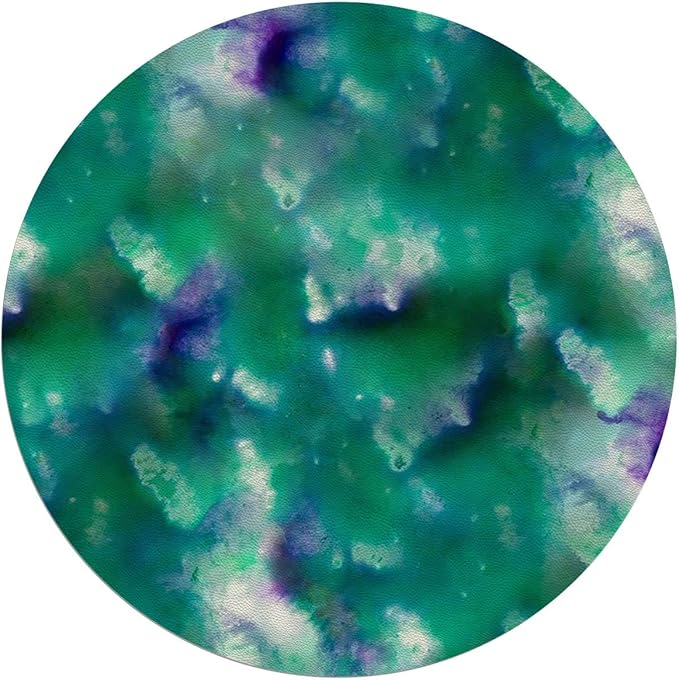 Blurry Green Black PU Leather Computer Chair Mat for Rolling Chair Lime Green Psychedelic Abstract Under Desk Low-Pile Office Rug Large Anti-Slip Multi-Purpose Abstract Diameter 55 in