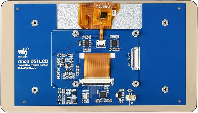 Waveshare 7 Inch DSI LCD Touch Screen 800×480 Monitor for Raspberry Pi 4B/3B+/3A+/3B/2B/B+/A+ Capacitive TFT Display Module Tempered Glass Up to 5 Touch Points Adjustable Brightness