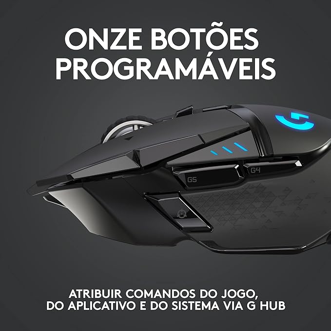 Logitech G - G502 Lightspeed + Hero - Mouse Inalámbrico de Hasta 16000 DPI Botones Programables Peso Ajustable con Iluminación RGB para Gaming - Negro