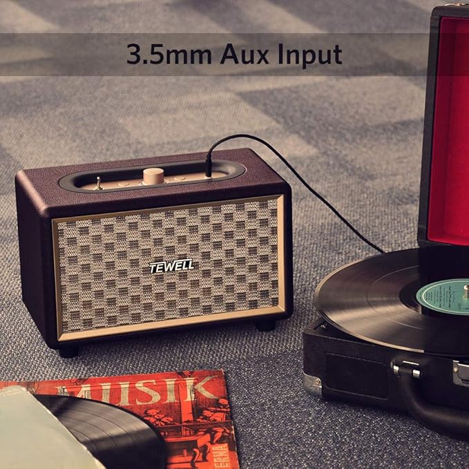 Vintage Bluetooth Speakers with Bass Enhanced Technology Wireless &amp 3.5mm Aux Input for Cellphone AC Powered (Upgraded Version)