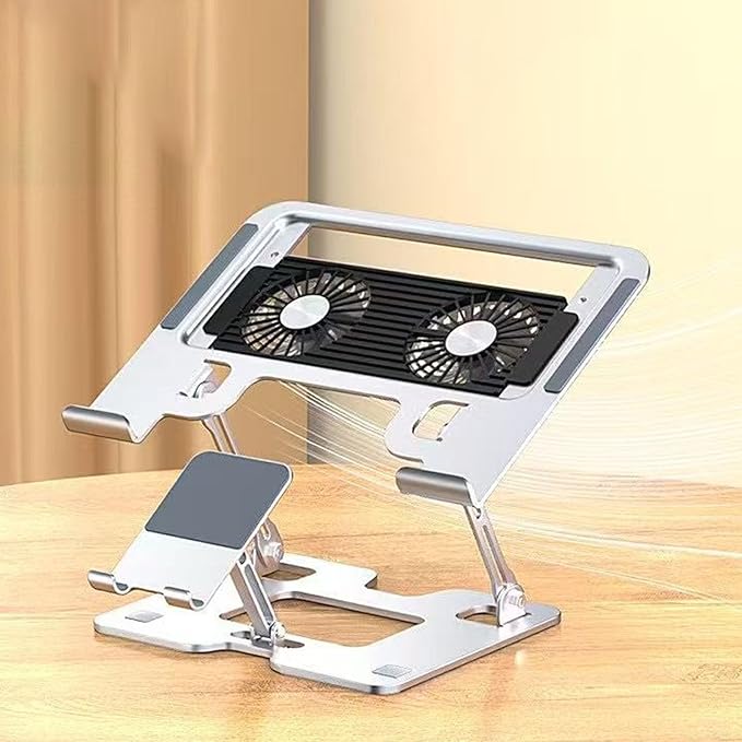 Adjustable Laptop Phone Cooling Stand 2 in 1 Foldable Tablets Holder for Ergonomic Adjustable Stand Lightweight Portable Cooling Station