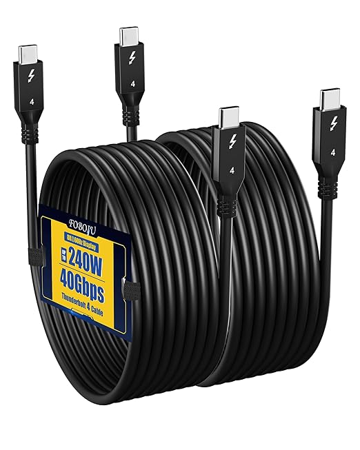 Thunderbolt 4 Cable 6ft (1.8 Meter) 2 Pack USB C Display Cable 40 Gbps Data Transfer 240W Charging 8K Display Compatible with MacBooksHub and Docking