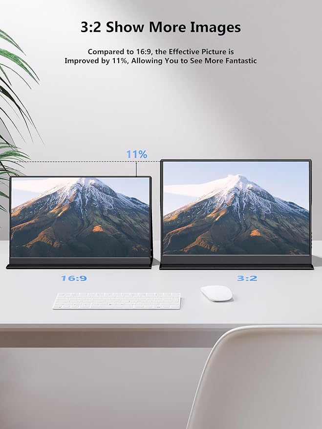 Portable Monitor 14 inch 2160 * 1440P IPS Laptop Monitor Dual USB C HDMI Second Computer Screen Gaming Display with 2 Speakers Travel Monitor for Laptop PS4/5 PC Phone Xbox Switch