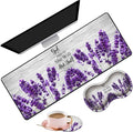 Large Gaming Mouse Pad 31.5x11.8 Inch Keyboard Pad + Ergonomic Wrist Rest Pad and Coaster with Non-Slip 3-Piece Desk Supplies Set Bible Psalm 46:5 Lavender Design for Gamers/Office/Study