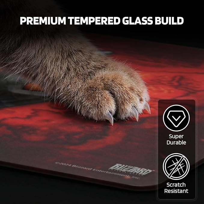 Blizzard Wow Game Glass Mouse PadTempered Glass Hard Mousepad for GamingUltra-Smooth Surface for Top Precision &amp SpeedEasy to CleanNon-Slip Rubber BaseOfficial Licensed13.8in*11.8in (Horde-R