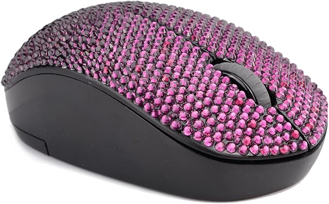 Bling Dazzling 2.4GHz Wireless Silent Mouse Covered with Rhinestone Crystal Crystallized Mouse with USB Receiver Compatible with Notebook PC Laptop Computer MacBookGreat Gift (Light Purple)