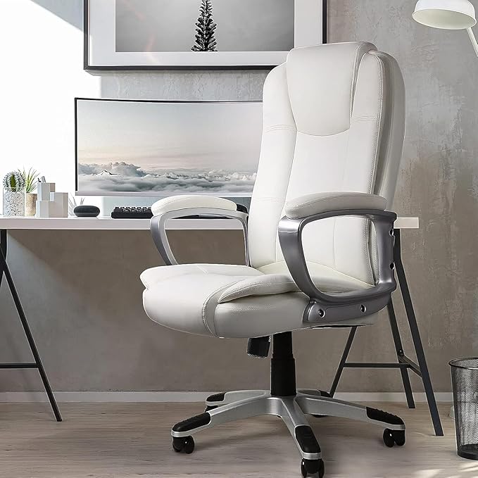 OFIKA Home Office Chair 400LBS Big and Tall Chair Heavy Duty Design Ergonomic High Back Cushion Lumbar Back Support Computer Desk Chair Adjustable Executive Leather Chair with Armrest