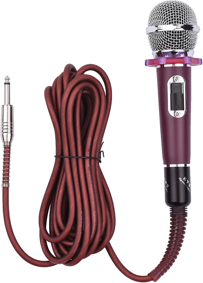 Professional Wired Microphone Zinc Alloy and ABS Construction Red/Black/Silver Grey 8.07 Inch Length 600Ω Impedance 14.76ft Cable