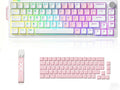 68% Wired Gaming Keyboard with Volume Knob RGB Backlit Mechanical Keyboard Gasket Mount with PBT Keycaps8000 Hz Polling Rate Hall Effect Cream Switches Hot-Swap for FPS Games (White+Pink)