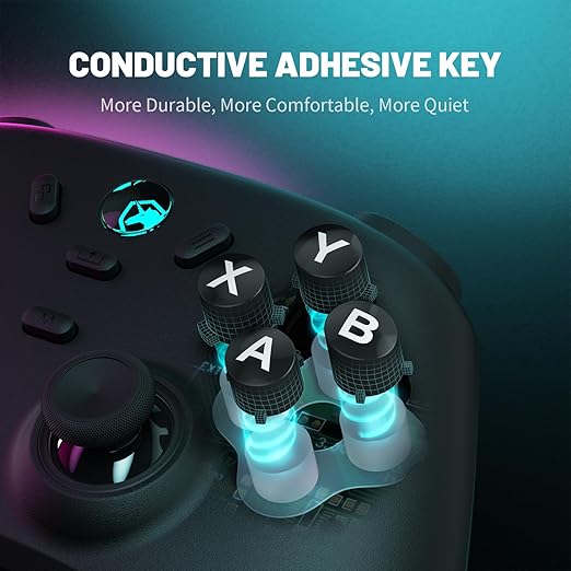 ECHTPower Wireless PC Gaming Controller - Hall Effect Joystick 2.4G &amp Wired 1000Hz Polling Rate 800mAh Battery Adjustable Turbo/Vibration - for PC/Switch/iOS/Android