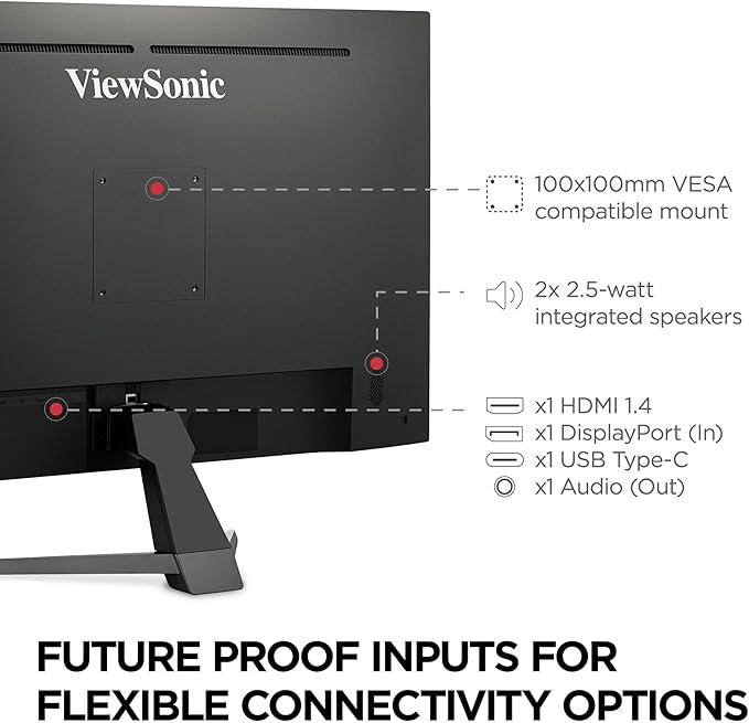 ViewSonic VX3267U-2K 32 Inch 1440p IPS Monitor with 65W USB C HDR10 Content Support Ultra-Thin Bezels Eye Care HDMI and DP Input Black