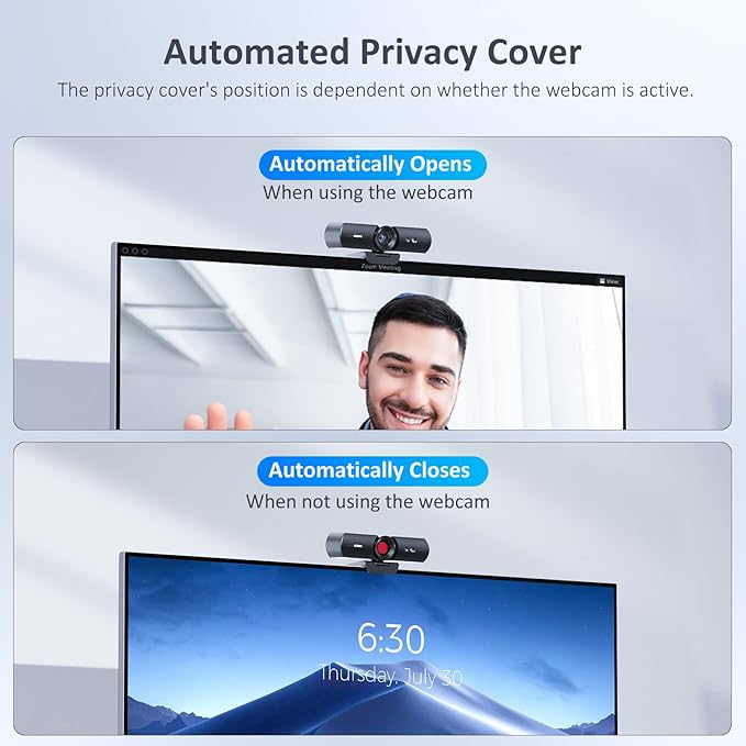 NexiGo HelloCam 1080P Webcam with Windows Hello True Privacy Automatic Electronic Shutter Computer Camera Microphone Facial Enhancement HD USB Web Cam