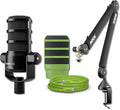 Rode PodMic USB Dynamic Broadcast Microphone with Rode PSA1+ Broadcast Microphone Boom Arm XLR Cable Green SC27 USB-C to USB-C Cable and Green WS14 Pop Filter