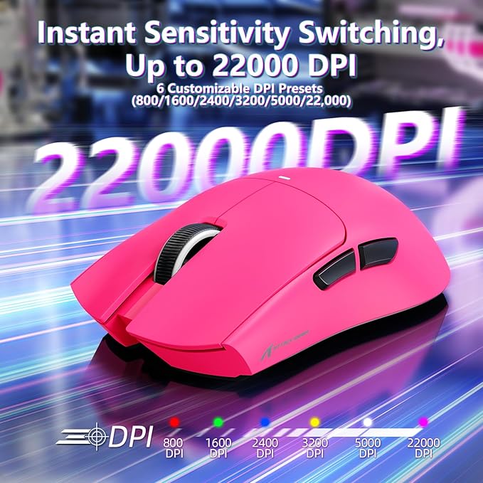 MAMBASNAKE Attack Shark X11SE Lightweight Wireless Gaming Mouse Tri-Mode 2.4G/USB-C Wired/BT 22K DPI PAW3311 Optical Sensor 59g 5 Programmable Buttons 300mAh Battery for PC/Mac((Berry Red)