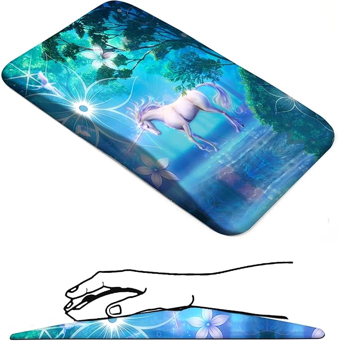 AIMSA Ergonomic Mouse Pad Wrist Rest Support Thick Mousepad Upgraded Memory Foam Pain Relief and Non-Slip PU Base for Home Office Unicorn