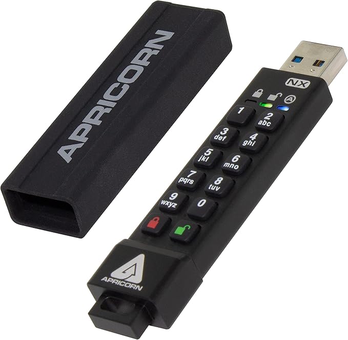 Apricorn 500GB Aegis Padlock USB 3.0 256-bit AES XTS Hardware Encrypted Portable External Hard Drive &amp Aegis Secure Key 3 NX 32GB 256-Bit Encrypted FIPS 140-2 Level 3 Validated Secure USB 3.0