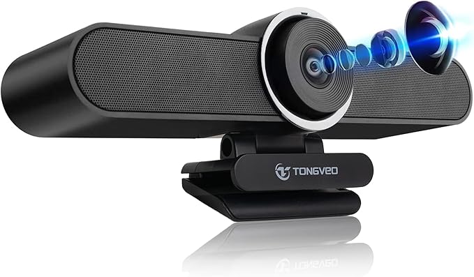 4K Webcam Conference Call TV Room Web Camera with Dual Microphones &ampSpeaker | All-in-One USB Video Camera 116° Wide Angle AI Auto Framing | Compatible with Zoom OBS