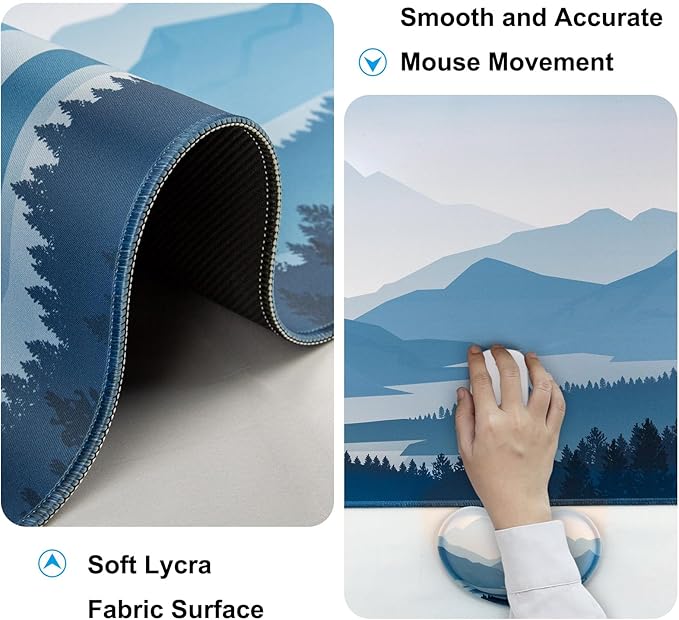 Keyboard Wrist Rest + Mouse Pad with Wrist Support + Desk Mat + Coaster 4 in 1 Set XXL Large Gaming Mousepad Cute Ergonomic Mouse Pads for Desk Computer Laptop Office Decor-Vector Forest