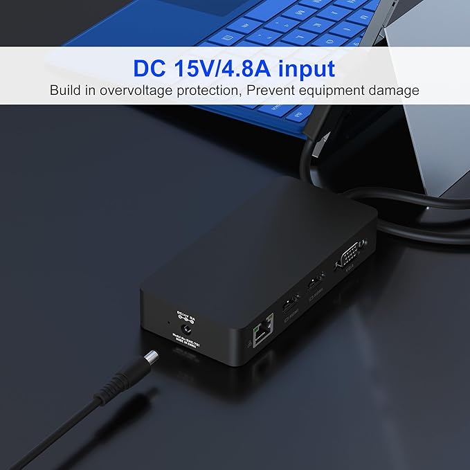 Surface Docking Station 12-in-1 Triple Displays Dual HDMI+VGA Surface Dock Surface Pro Docking Station for Surface Pro 11/10/9/8/X/7/6/5/4/3 Surface Laptop 7/6/5/4 Surface Book/Go Dock