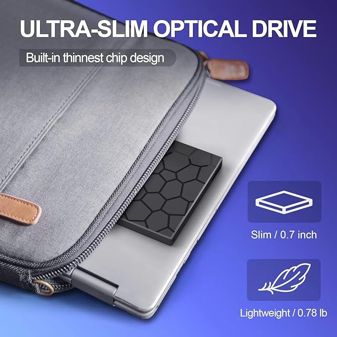 External CD/DVD Drive for Laptop DVD Player for Laptop with Carrying Case 8 in 1 USB 3.0 Ultra-Slim Portable CD Burner External Optical Compatible with Desktop MacWindows 11/10/8/7