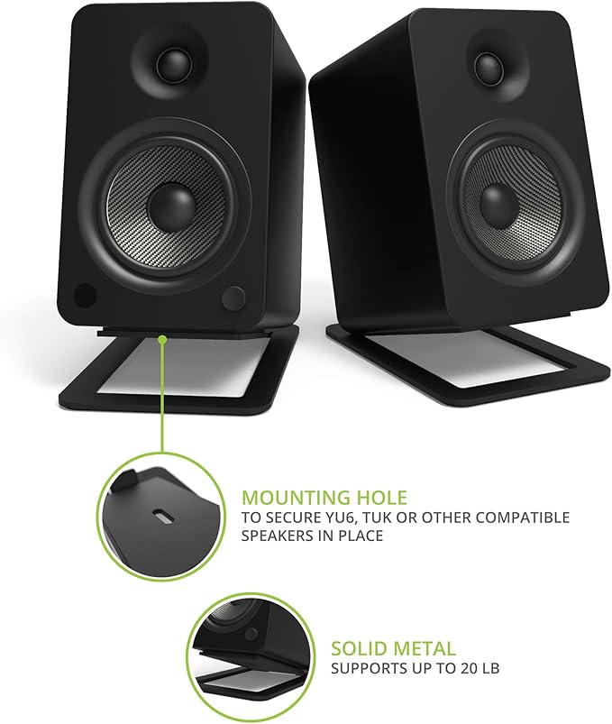 Kanto ORA4MB Pro Audio Bluetooth Desktop Speakers with a SUB8VMB Sealed Powered 8 Subwoofer S6 Angled Desktop Speaker Stands for Large Speakers (2024)