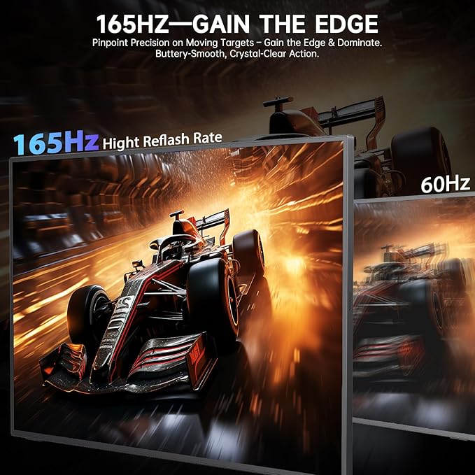 24.5 2K Portable Monitor 165Hz Gaming Monitor with 100% sRGB IPS Panel Built-in Adjustable Stand &amp VESA Mount USB-C HDMI External Second Screen for Laptop PC Phone Xbox PS5 Switch